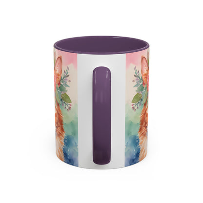 Floral Ginger Cat 01 Accent Coffee Mug - 11oz Perfect for Cat Lovers & Gifts