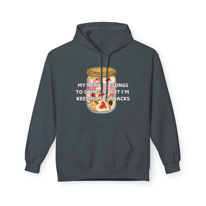 My Heart Belongs To Someone But I’m Keeping The Snacks Mens Valentines Hoodie