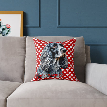 Personalized Valentine Blue Roan Cocker Spaniel Poly Cushion/Pillow 5 sizes