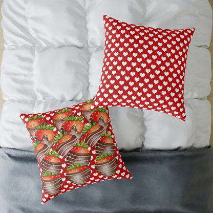 Valentine Chocolate Covered Strawberries 2 Poly Pillow