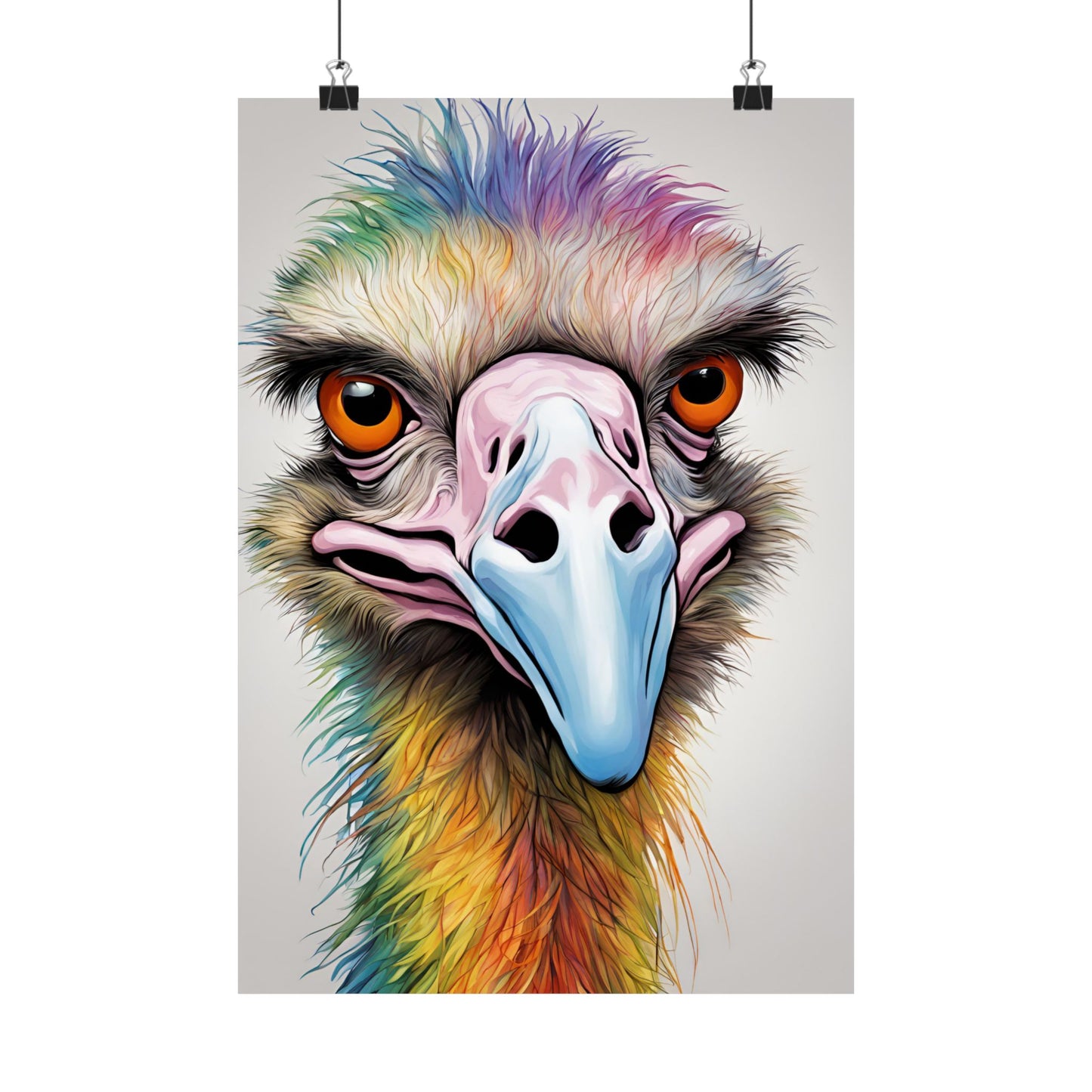 Multicolored Angry Emu 02 Matte Vertical Poster
