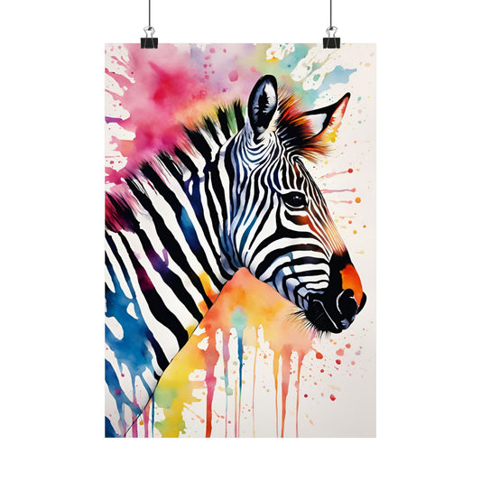 Multicolored Zebra 2 Matte Vertical Poster