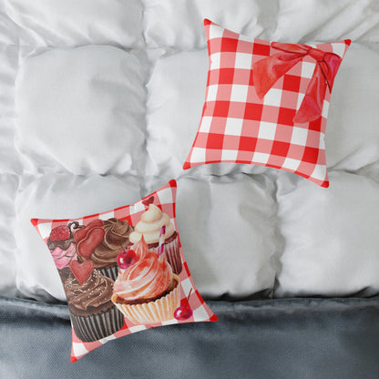 Valentine Cup Cakes Poly Pillow