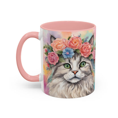 Floral Rag Doll Cat 03 Accent Coffee Mug - 11oz Perfect for Cat Lovers & Gifts