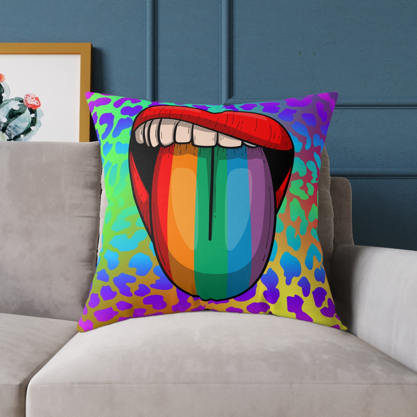 Rainbow Lips Poly Pillow