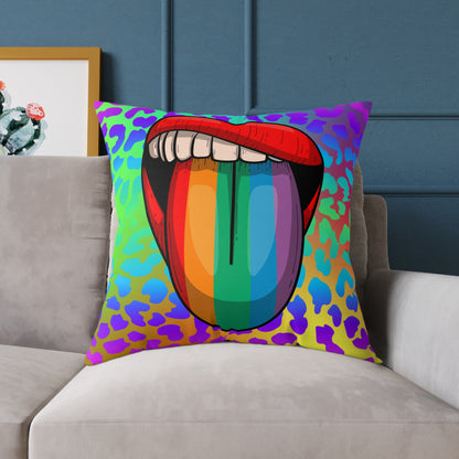 Rainbow Lips Poly Pillow