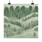 On The Hillside Green 21 Matte Square Posters