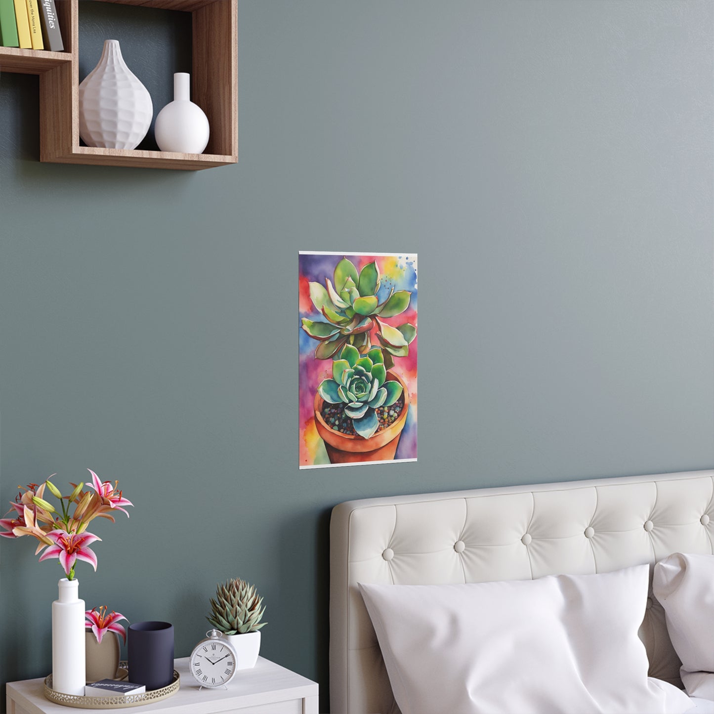 Multicolored Succulent 5 Indoor and Outdoor Silk Poster