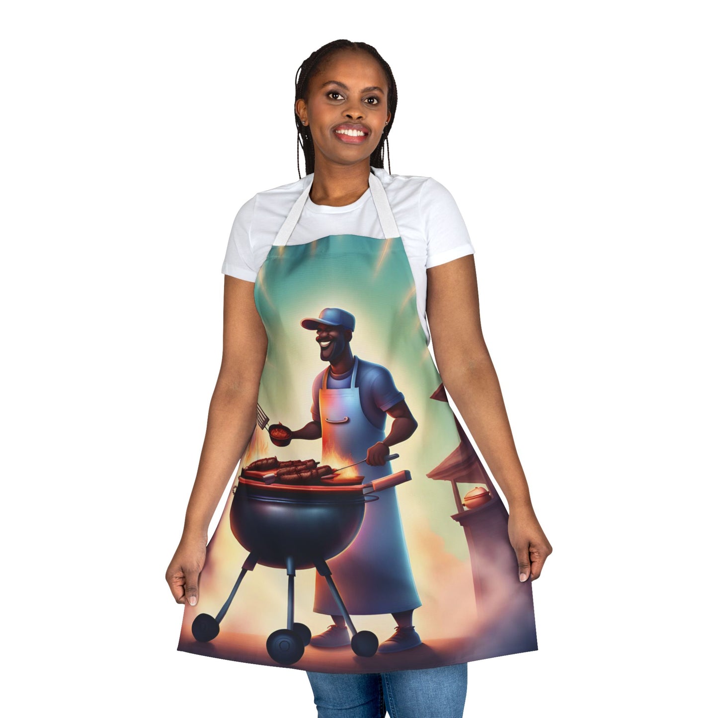 King of the BBQ 1 Apron, 5 Color Straps (AOP)