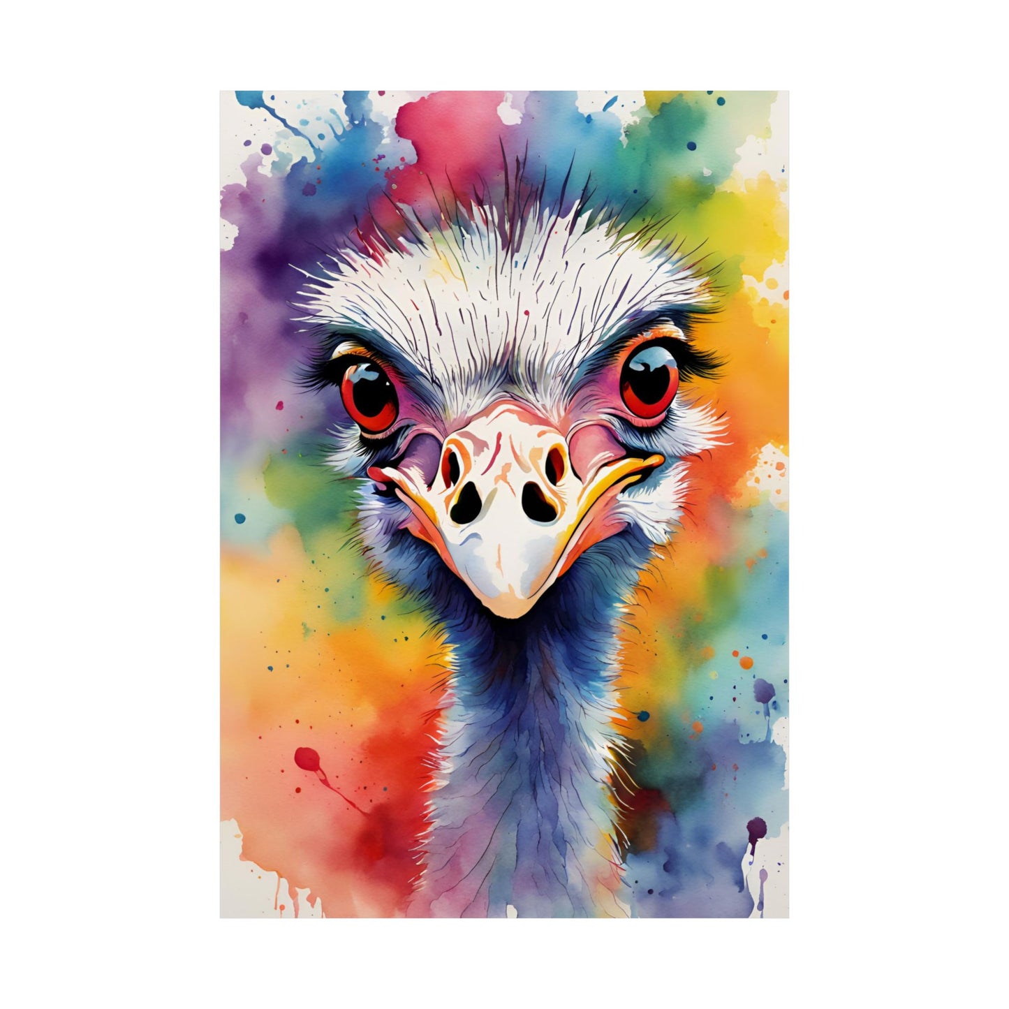 Multicolored Angry Ostrich 01 Matte Vertical Poster
