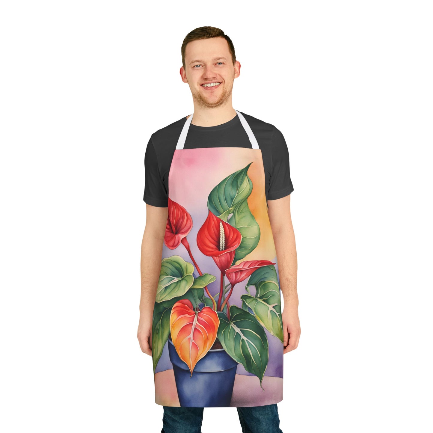 Multicolored Pot Plant 1 Adult Apron (AOP)