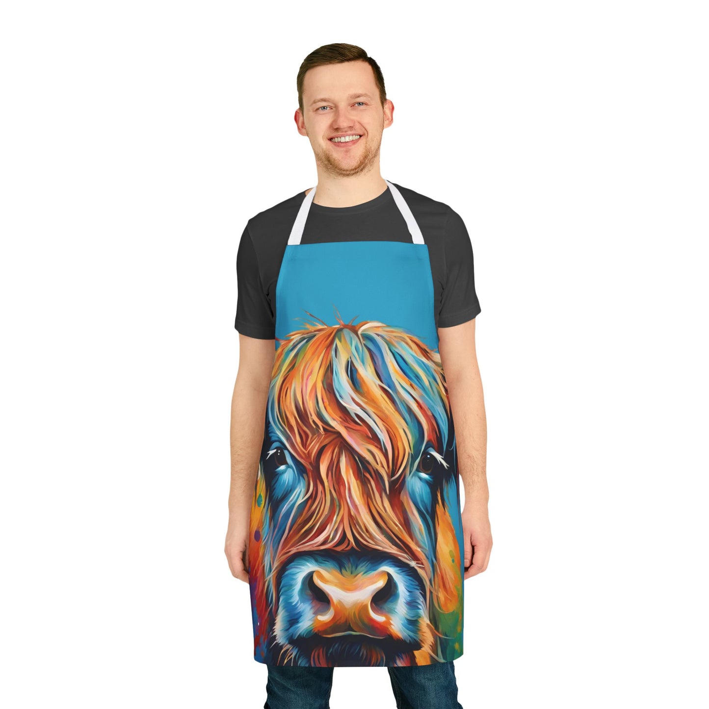 Multicolored Highland Cow Adult Apron (AOP)
