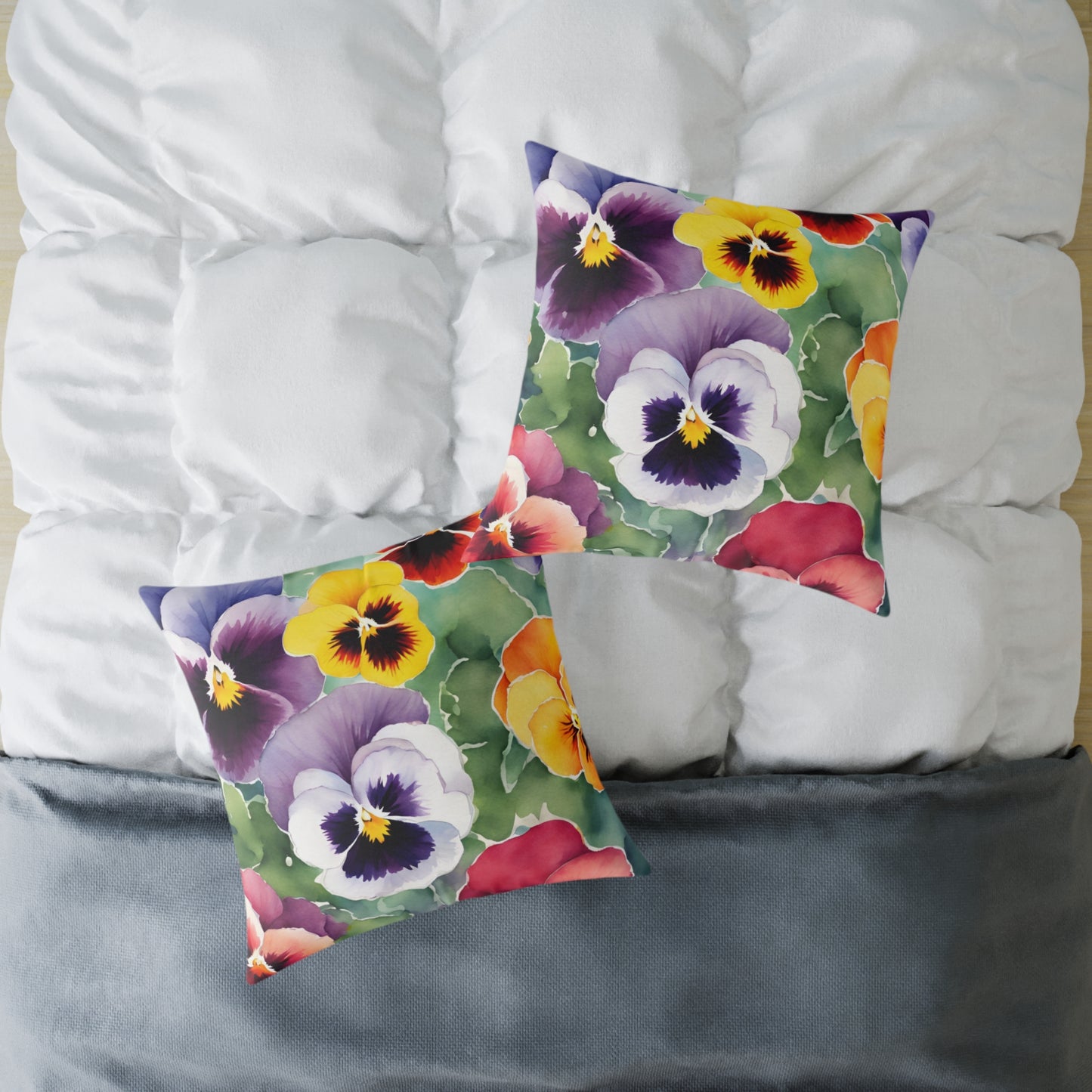 Pansies 02 Poly Pillow - Natures Beauty Design