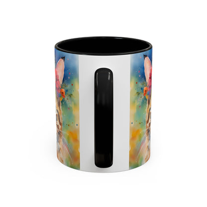 Floral Tabby Cat 04 Accent Coffee Mug - 11oz Perfect for Cat Lovers & Gifts