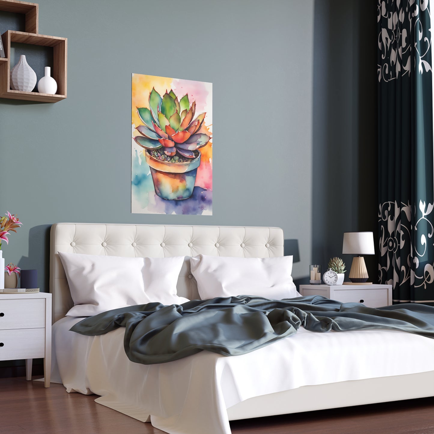 Multicolored Succulent 2 Indoor and Outdoor Silk Poster