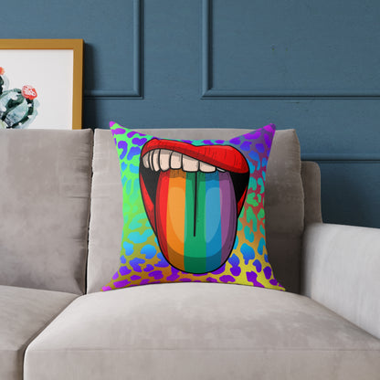Rainbow Lips Poly Pillow