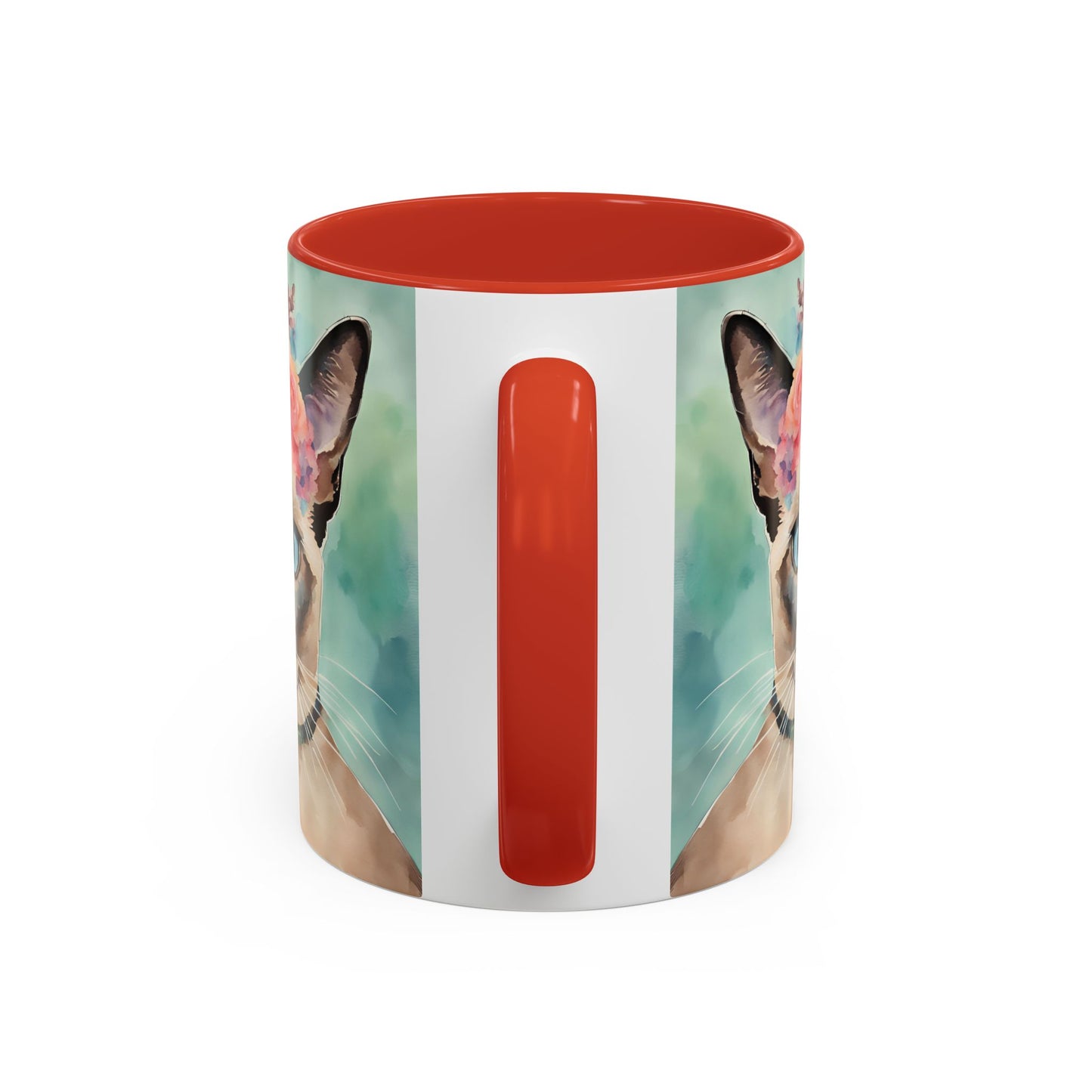 Floral Siamese Cat 01 Accent Coffee Mug - 11oz Perfect for Cat Lovers & Gifts