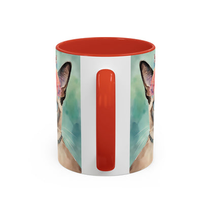 Floral Siamese Cat 01 Accent Coffee Mug - 11oz Perfect for Cat Lovers & Gifts