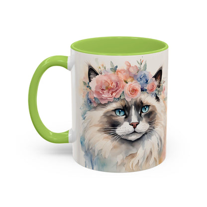 Floral Siamese Cat 04 Accent Coffee Mug - 11oz Perfect for Cat Lovers & Gifts