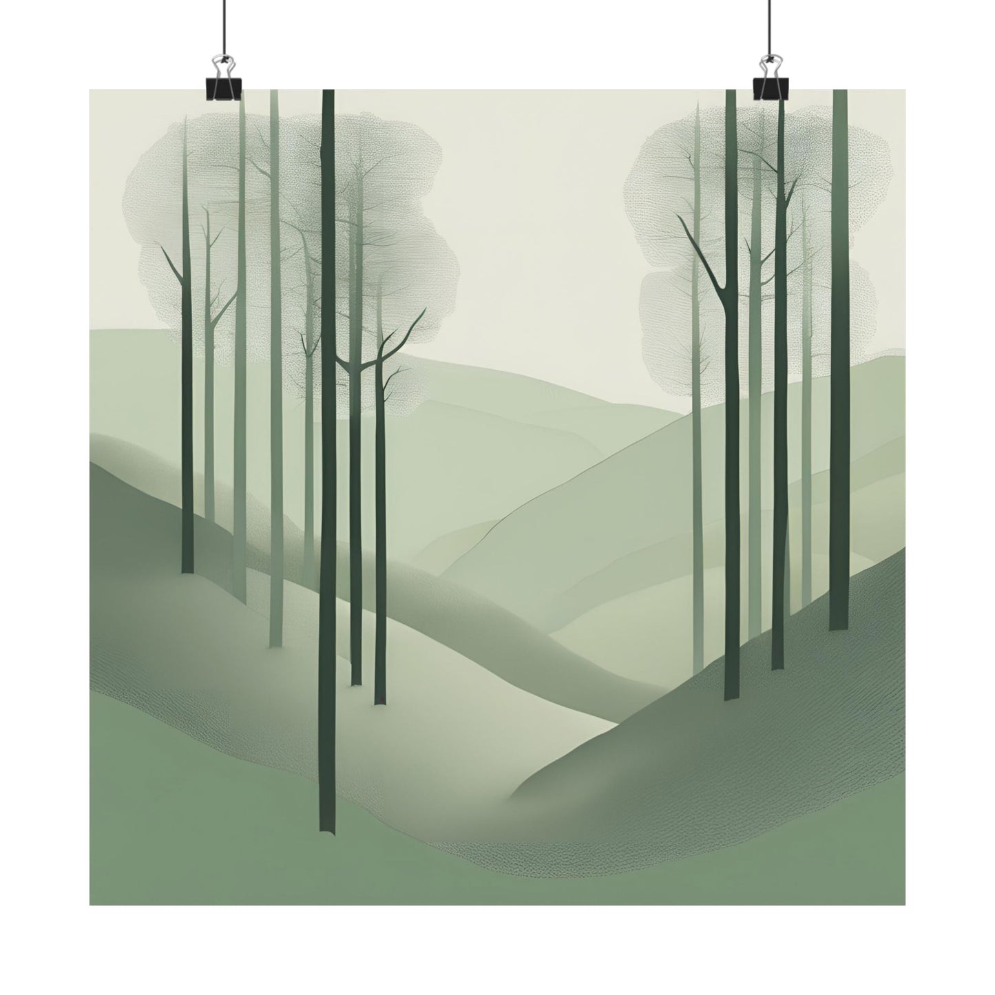 On The Hillside Green 20 Matte Square Posters