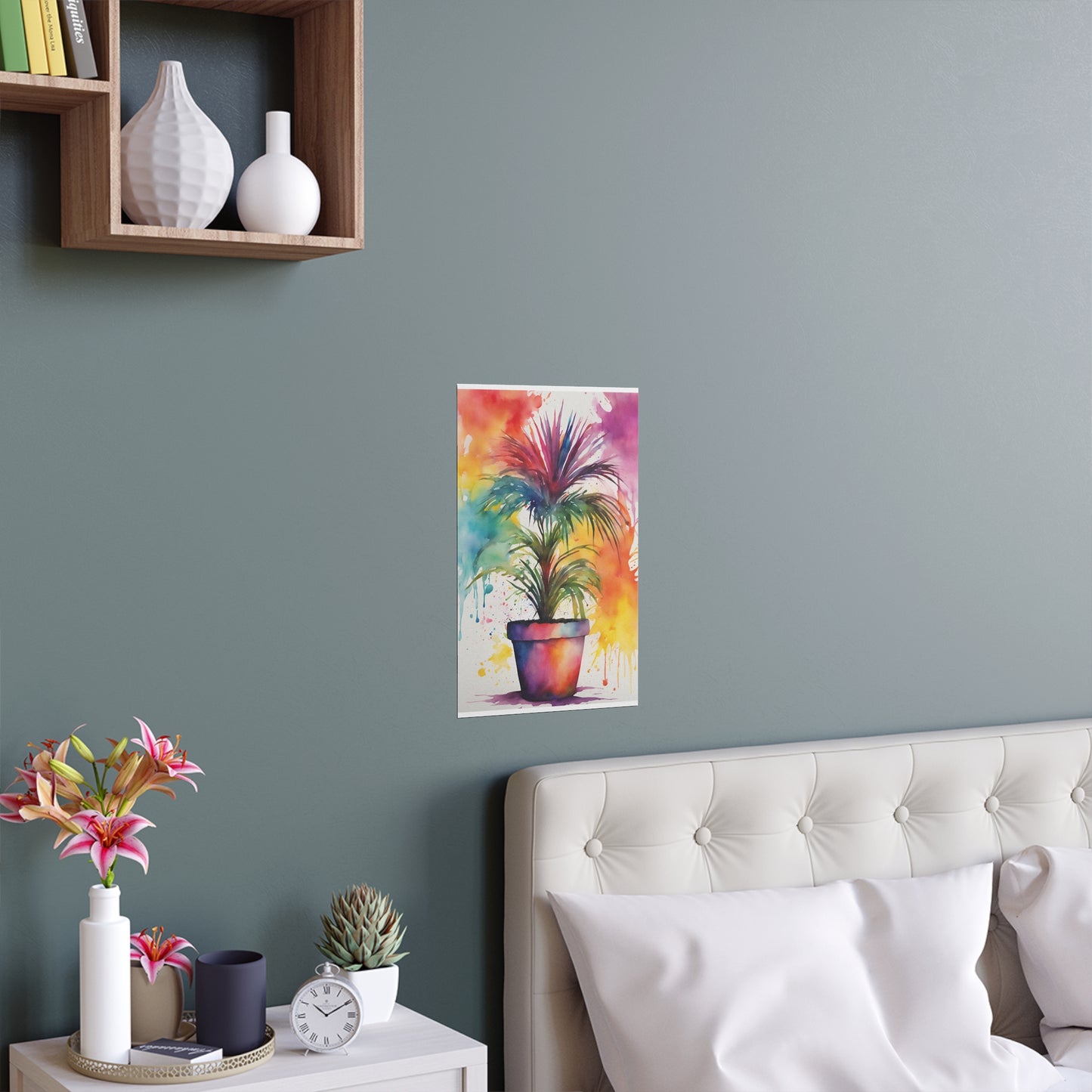 Multicolored Pot Plant 4 Indoor and Outdoor Silk Poster