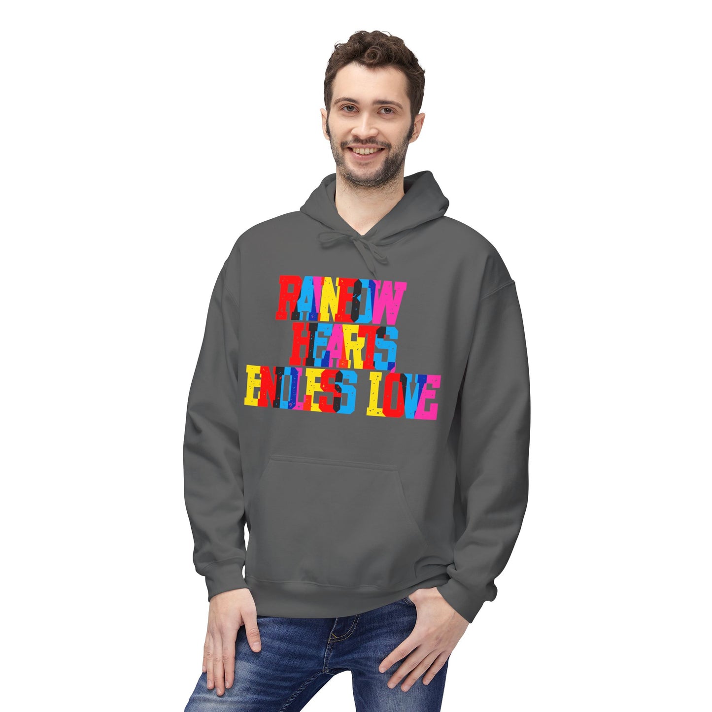 Rainbow Hearts Endless Love Unisex Valentines Hoodie