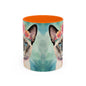 Floral Siamese Cat 01 Accent Coffee Mug - 11oz Perfect for Cat Lovers & Gifts