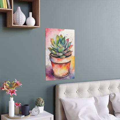 Multicolored Succulent 1 Indoor and Outdoor Silk Poster