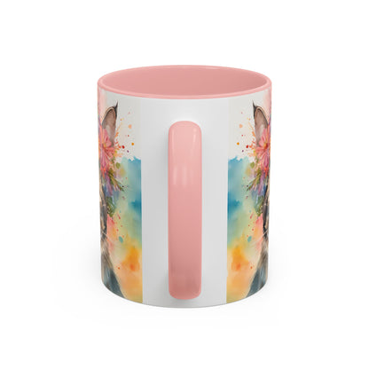 Floral Tabby Cat 03 Accent Coffee Mug - 11oz Perfect for Cat Lovers & Gifts