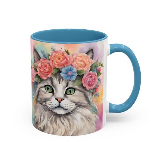 Floral Rag Doll Cat 03 Accent Coffee Mug - 11oz Perfect for Cat Lovers & Gifts