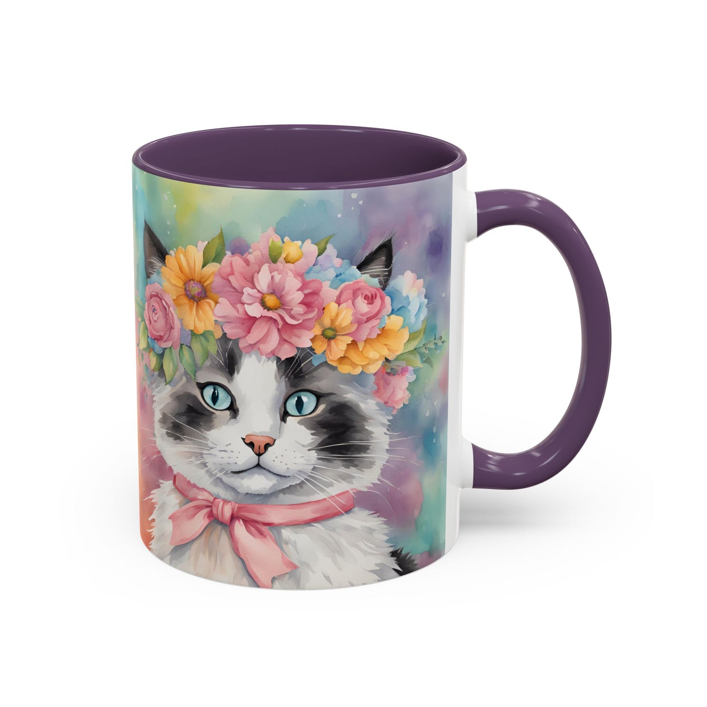 Floral Rag Doll Cat 04 Accent Coffee Mug - 11oz Perfect for Cat Lovers & Gifts