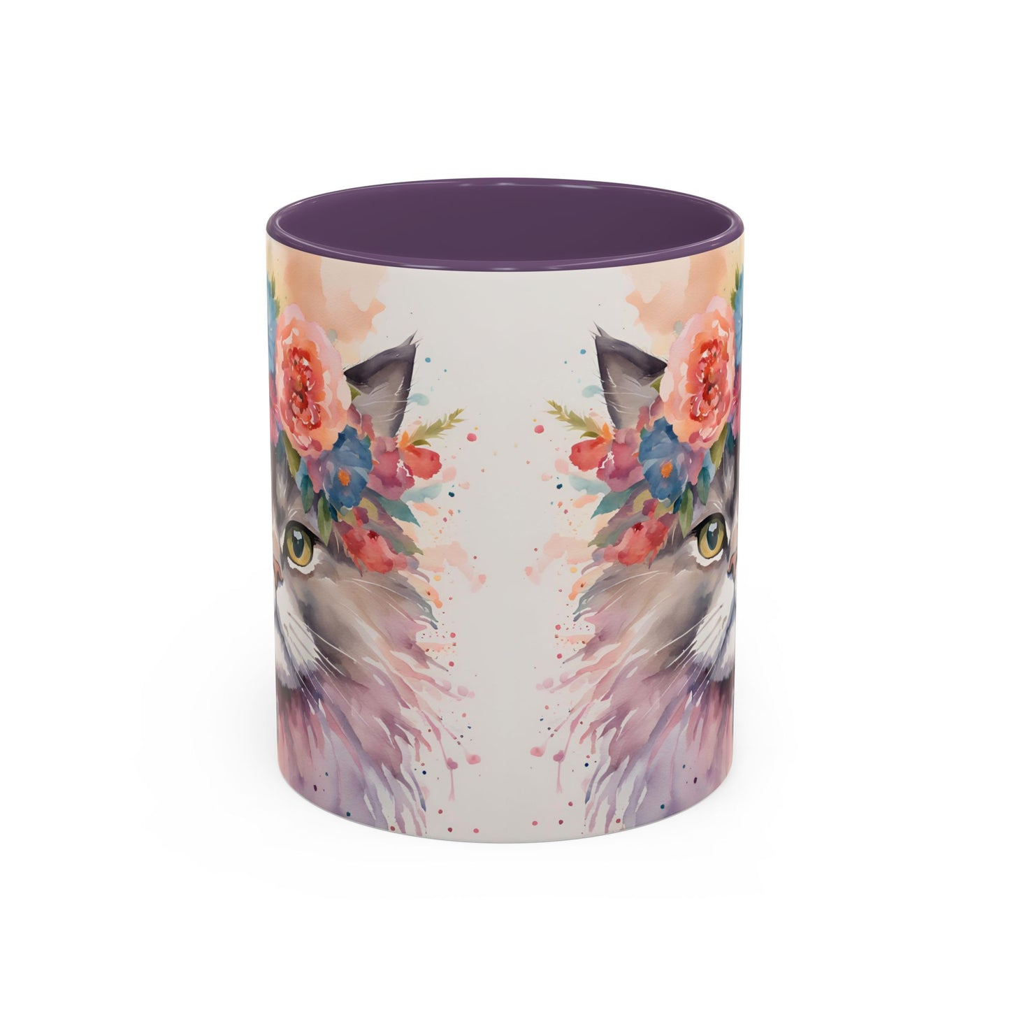 Floral Siamese Cat 03 Accent Coffee Mug - 11oz Perfect for Cat Lovers & Gifts