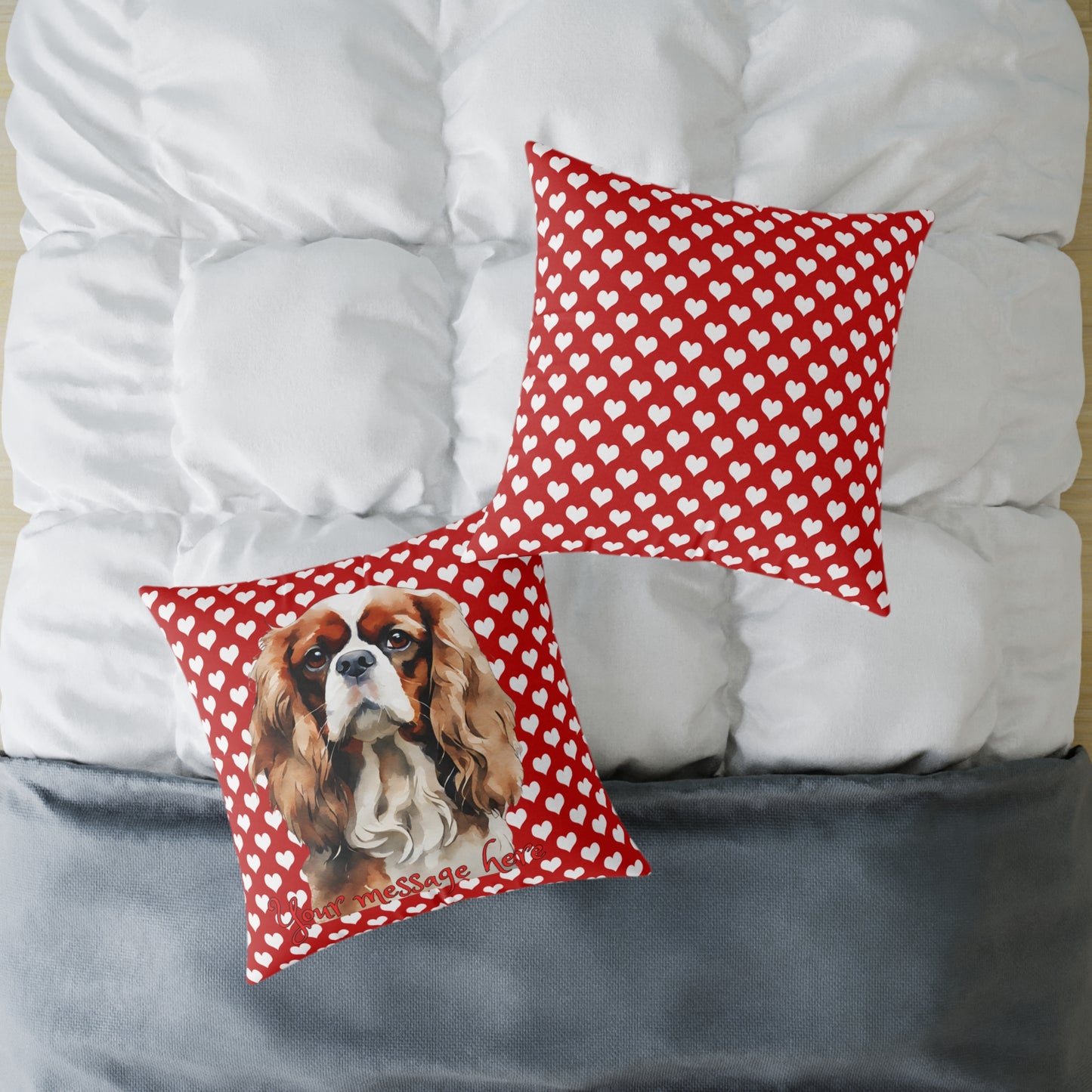 Personalized Valentine Cavalier King Charles Spaniel Poly Cushion/Pillow 5 sizes