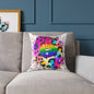 Splash Cheetah Rainbow Lips Poly Pillow