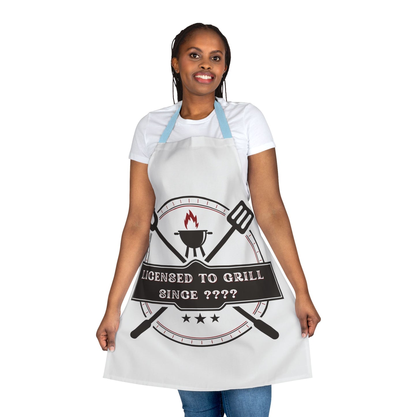 (Personizable) Licensed To Grill Since (????) Funny BBQ Themed Apron 5-Color Straps