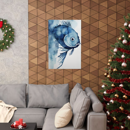 Abstract fish blue 3 Matte Vertical Posters