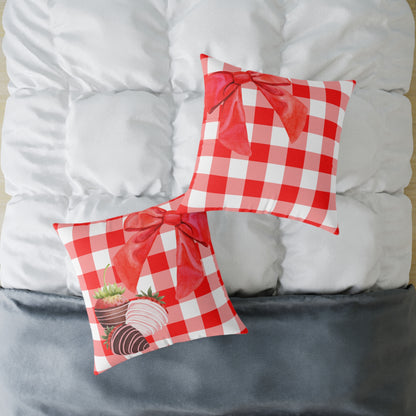 Valentine Chocolate Covered Strawberries 1 Poly Pillow