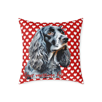 Personalized Valentine Blue Roan Cocker Spaniel Poly Cushion/Pillow 5 sizes