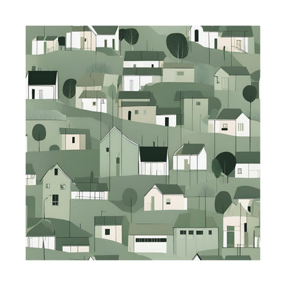 On The Hillside Green 1 Matte Square Posters