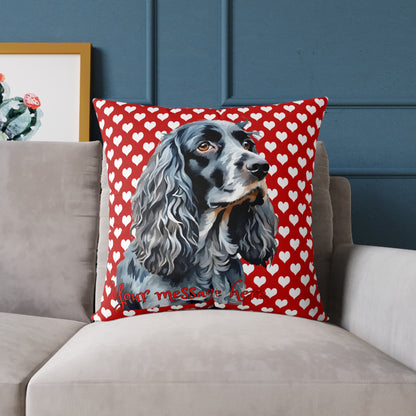 Personalized Valentine Blue Roan Cocker Spaniel Poly Cushion/Pillow 5 sizes