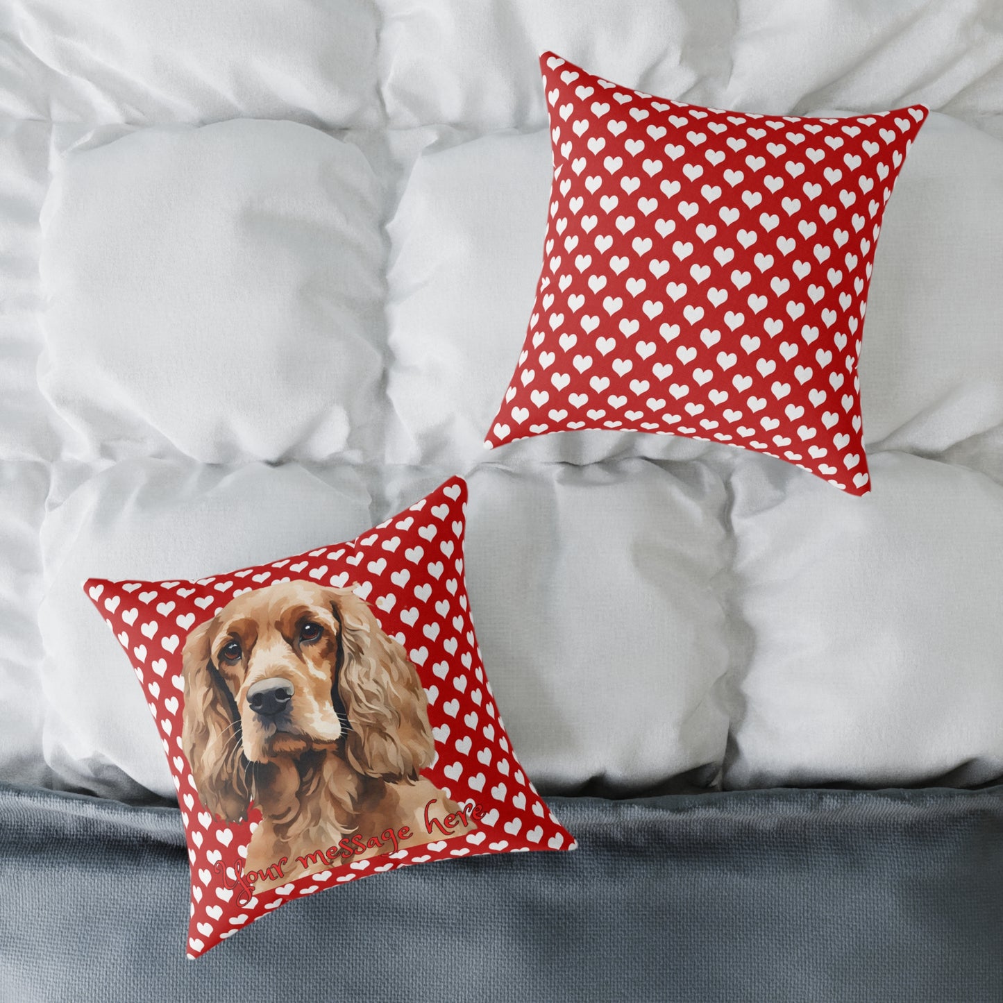 Personalized Valentine Cocker Spaniel Poly Cushion/Pillow 5 sizes