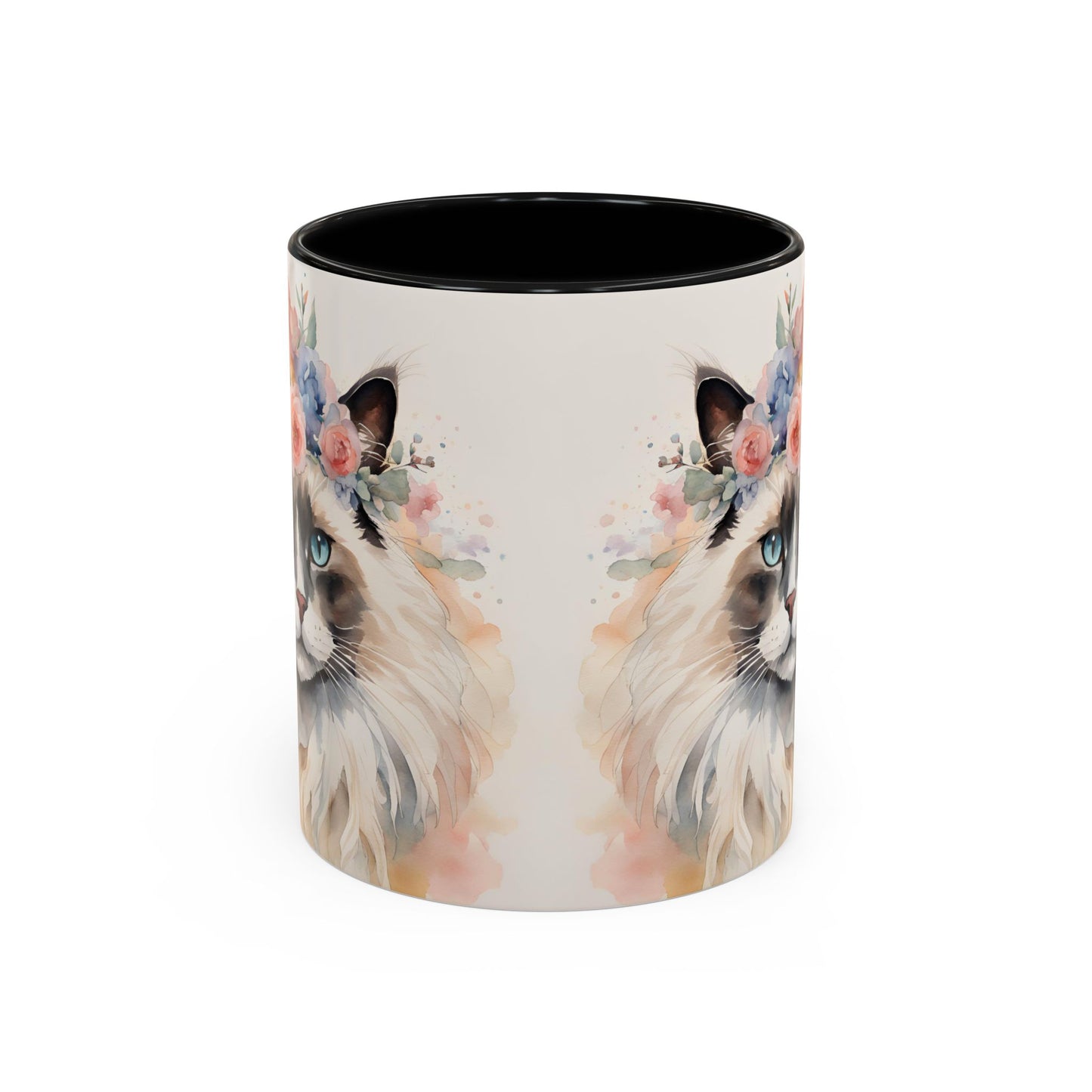 Floral Siamese Cat 04 Accent Coffee Mug - 11oz Perfect for Cat Lovers & Gifts
