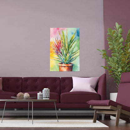Multicolored Pot Plant 3 Indoor and Outdoor Silk Poster