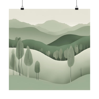 On The Hillside Green 15 Matte Square Posters