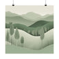 On The Hillside Green 15 Matte Square Posters