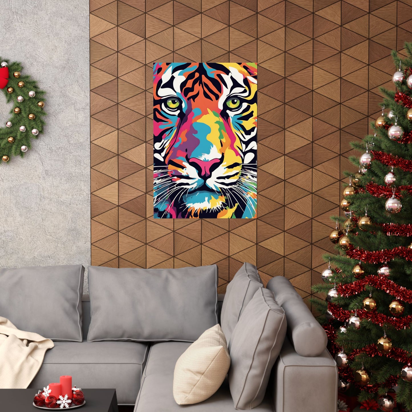Multicolored Tiger 2 Matte Vertical Poster