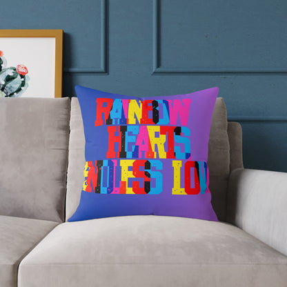 Rainbow Hearts Endless Love Poly Pillow