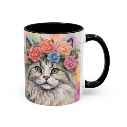 Floral Rag Doll Cat 03 Accent Coffee Mug - 11oz Perfect for Cat Lovers & Gifts