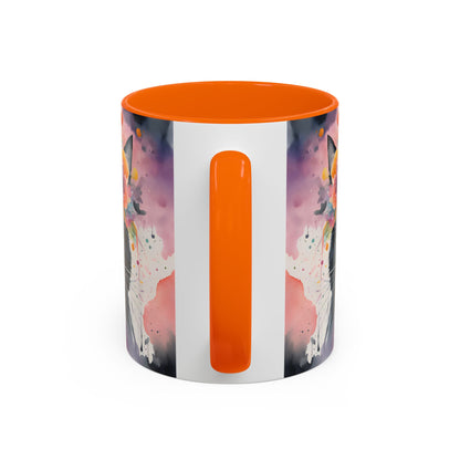 Floral Black Cat 03 Accent Coffee Mug - 11oz Perfect for Cat Lovers & Gifts