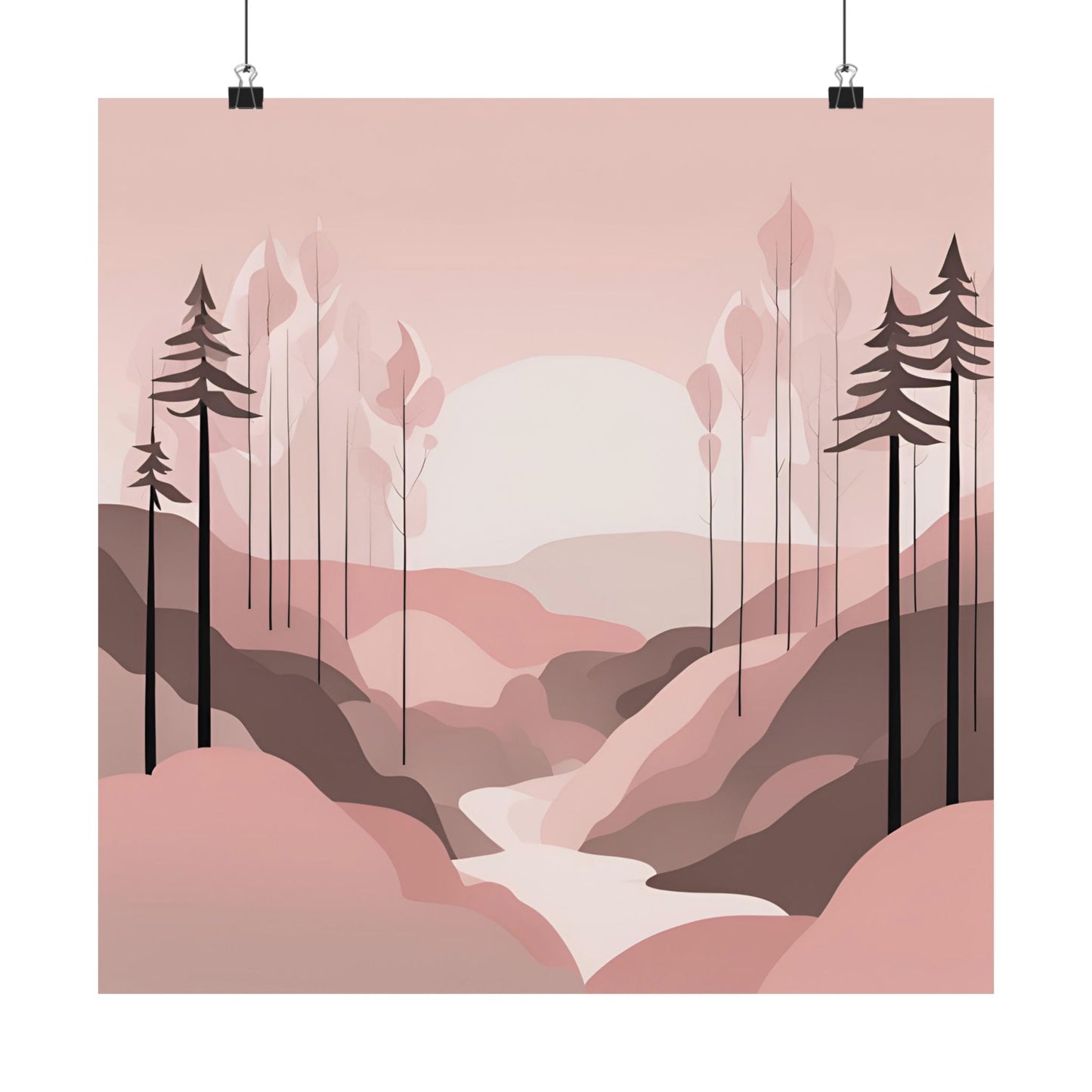 Lonely Forest Pink 3 Matte Square Posters